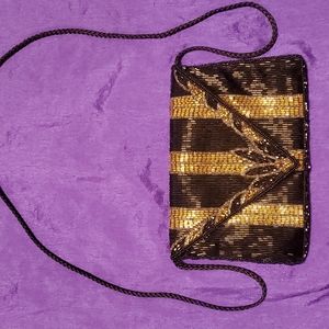 Vintage Milor black and gold Beaded purse